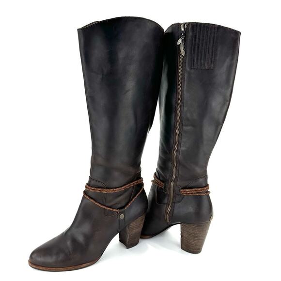 Ugg Brown Tall/Knee High Boot Size 10 Leather Block High Heel Almond Toe Bootie - Picture 10 of 14